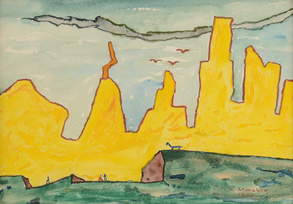 Appraisal: REMAHL Frederick Swedish - Yellow Buttes Watercolor '' x ''