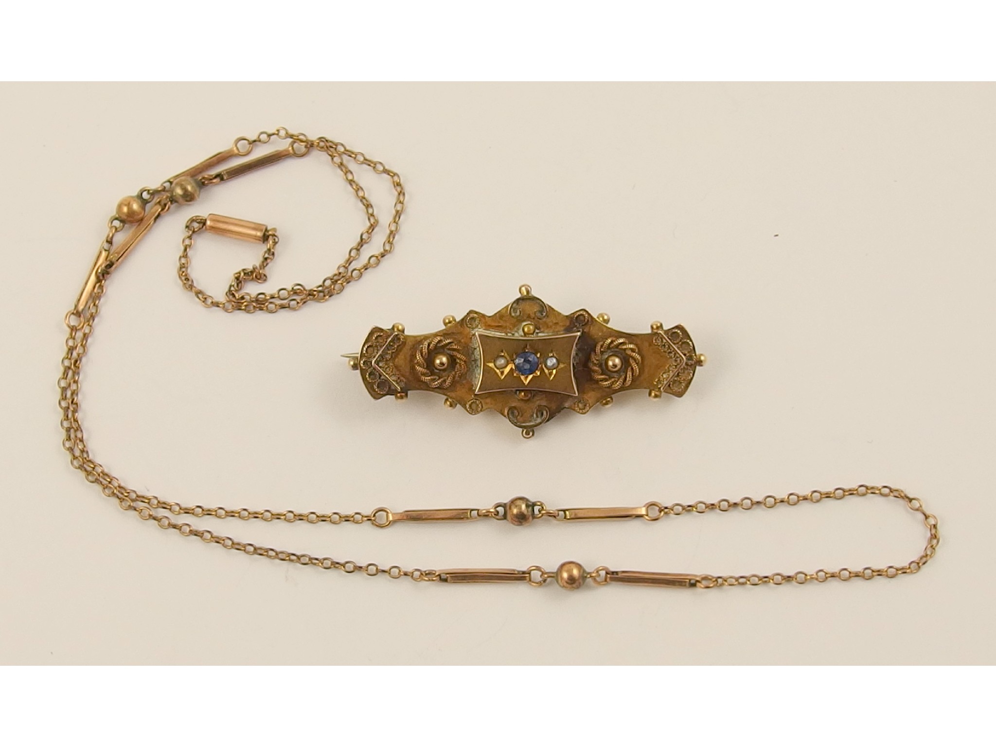 Appraisal: A ct gem set Edwardian brooch together with a ct