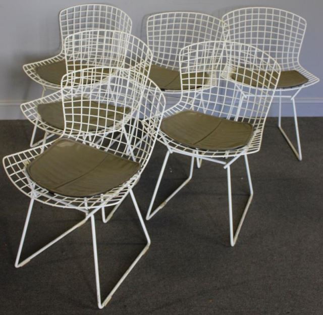 Appraisal: Midcentury Set of Harry Bertoia Wire Chairs Knoll labels to