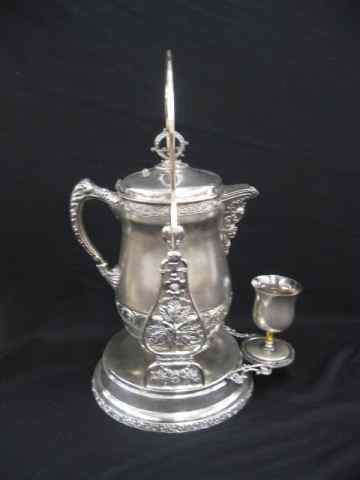 Appraisal: Victorian Silverplate Tilting Water Kettleon stand with goblet liner