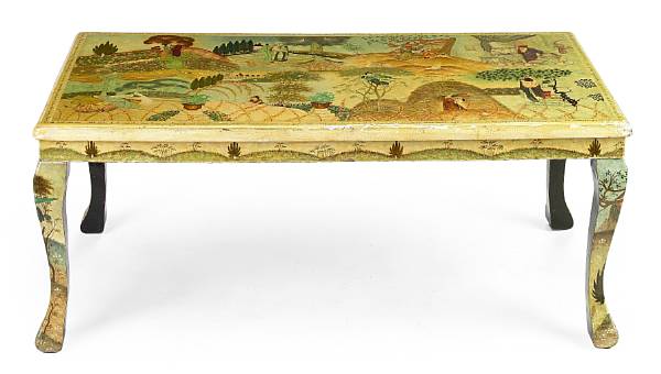 Appraisal: A contemporary Asian style decoupage lacquered coffee table height in