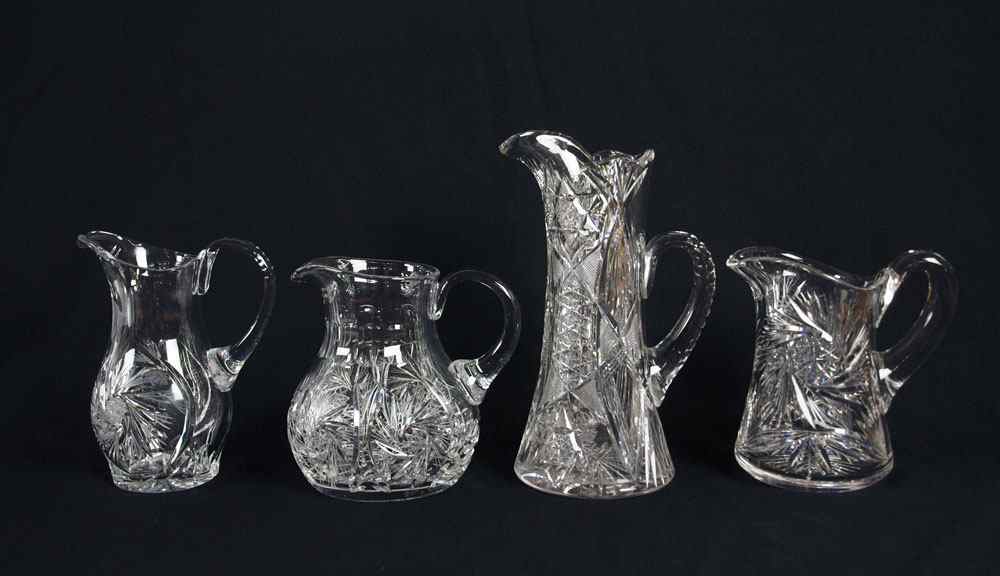 Appraisal: GROUP OF BRILLIANT CUT GLASS WATER PITCHERS Approx - to