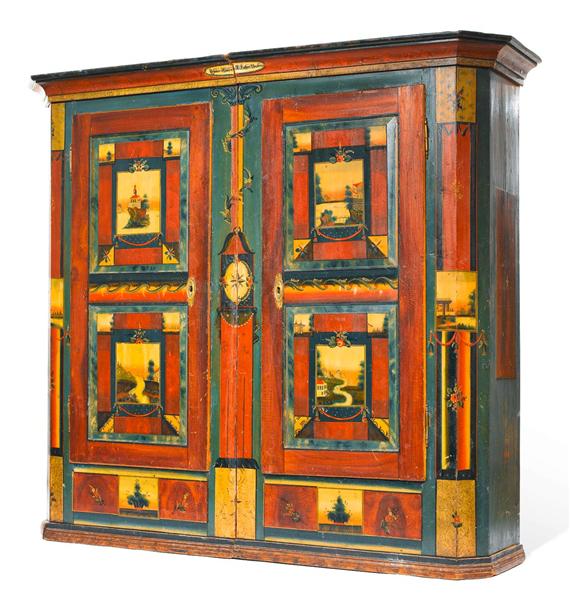 Appraisal: PAINTED WARDROBE Appenzell early th cent JOHANES KOLLER A KATHERI