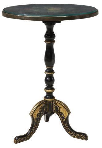 Appraisal: Diminutive Victorian style black painted occasional table thc round top