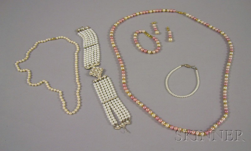 Appraisal: Group of Pearl Jewelry including a single-strand cultured pearl necklace