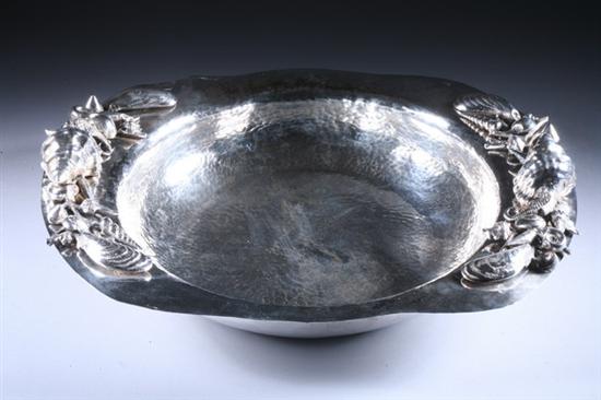 Appraisal: UNUSUAL SILVER PLATED CENTER BOWL th century Circular with flaring