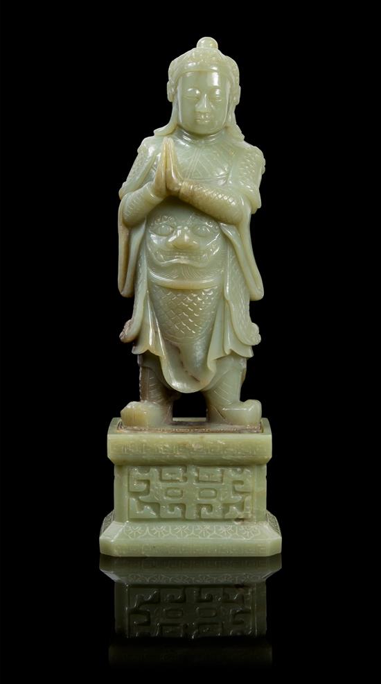 Appraisal: Sale Lot A Chinese Celadon Jade Guardian Figure th century