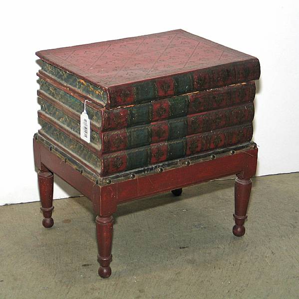 Appraisal: A French Neoclassical style leather mounted polychrome decorated book form