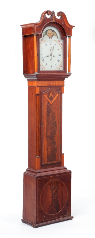 Appraisal: ENGLISH INLAID MASONIC TALL CASE CLOCK Late th-early th century