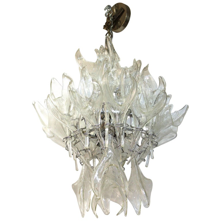 Appraisal: MID-CENTURY MURANO GLASS PULEGOSO FLAME CHANDELIER Italian Murano glass chandelier