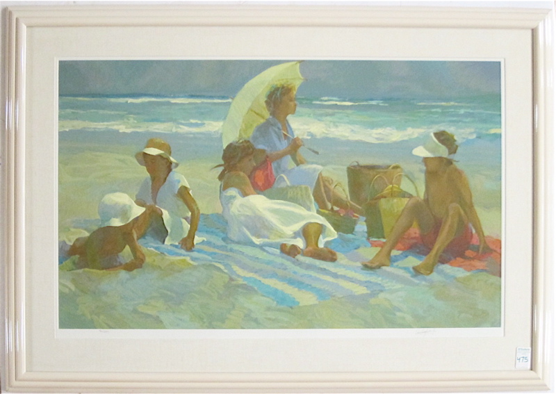 Appraisal: DON HATFIELD SERIGRAPH American th century Beachgoers Image measures x