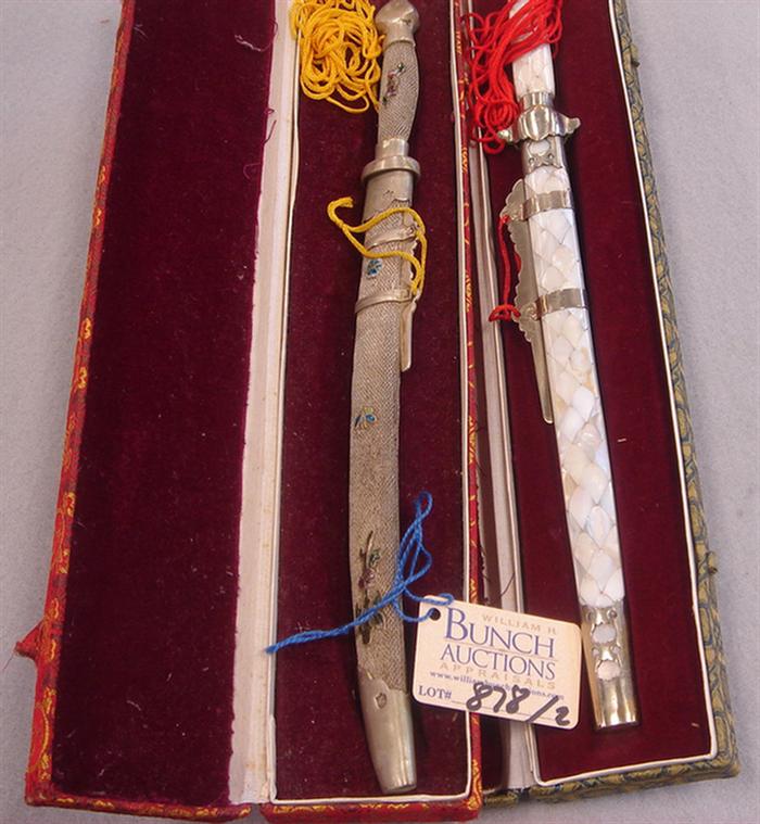 Appraisal: Lot of vintage Chinese Sword letter openers in original boxes