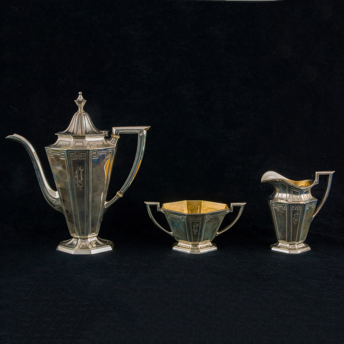 Appraisal: A PC GORHAM ETRUSCAN STERLING COFFEE SET CIRCA A pc