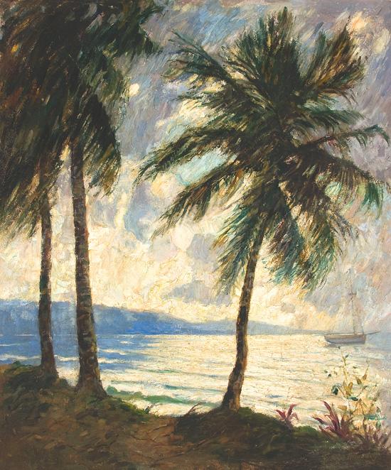 Appraisal: GEORGE HAUSDORF American - Palm Trees Dominican Republic oil on