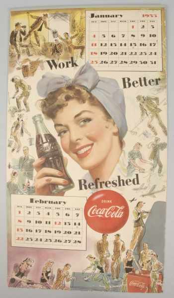 Appraisal: Coca-Cola Calendar Description Insect damage edge wear light soiling and