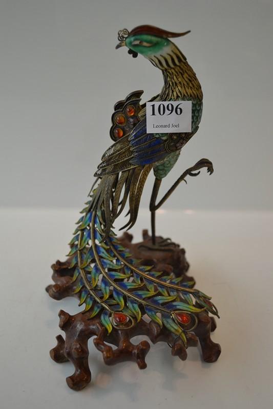 Appraisal: CHINESE ENAMEL FILIGREE PEACOCK