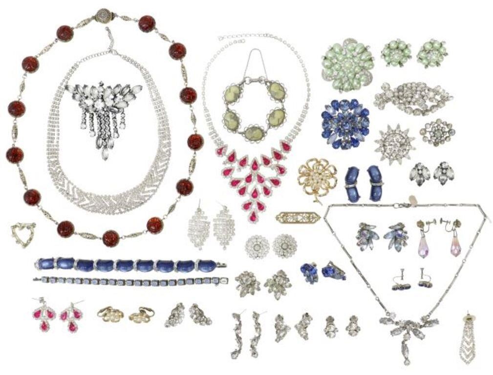 Appraisal: lot Estate collection of mostly vintage costume jewelry comprising rhinestone