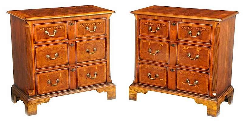 Appraisal: Pair Early Georgian Style Oyster Veneer Chests th century each