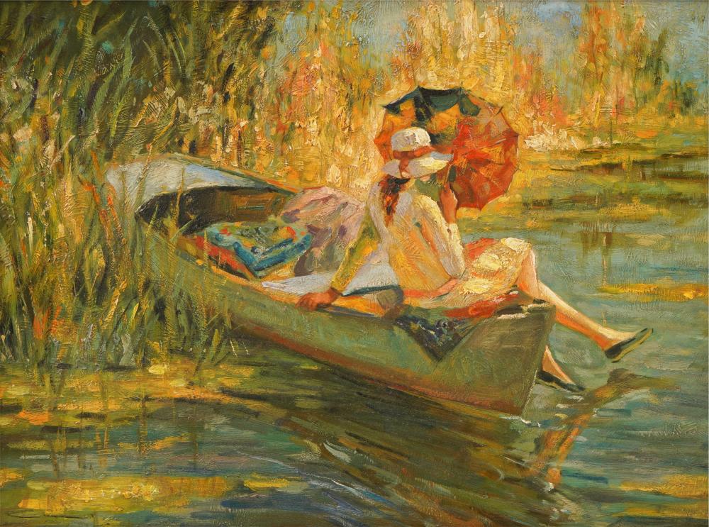 Appraisal: FRENCH SCHOOL AFTER EDWARD ALFRED CUCUEL WOMAN IN BOAToil on