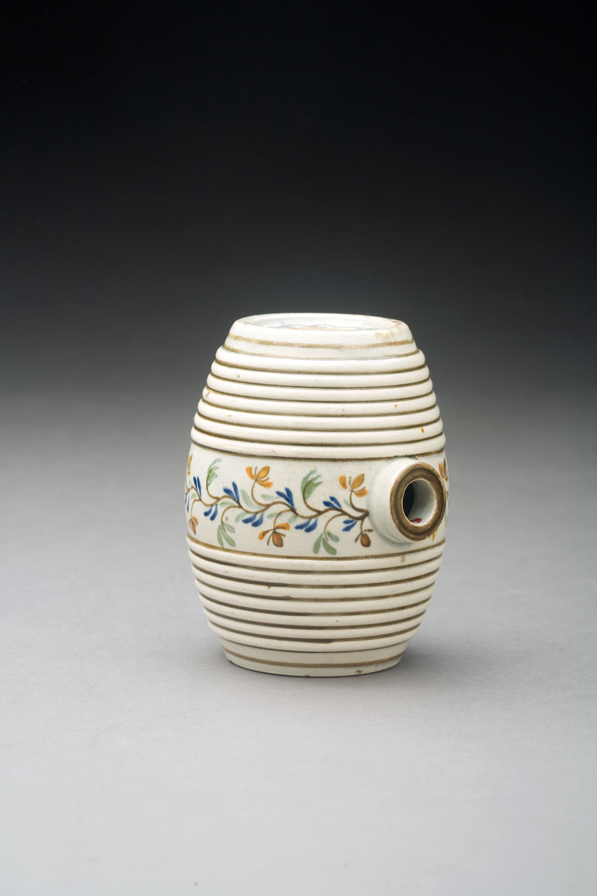 Appraisal: ENGLISH PEARLWARE RUNDLET CIRCA - Of barrel form and molded