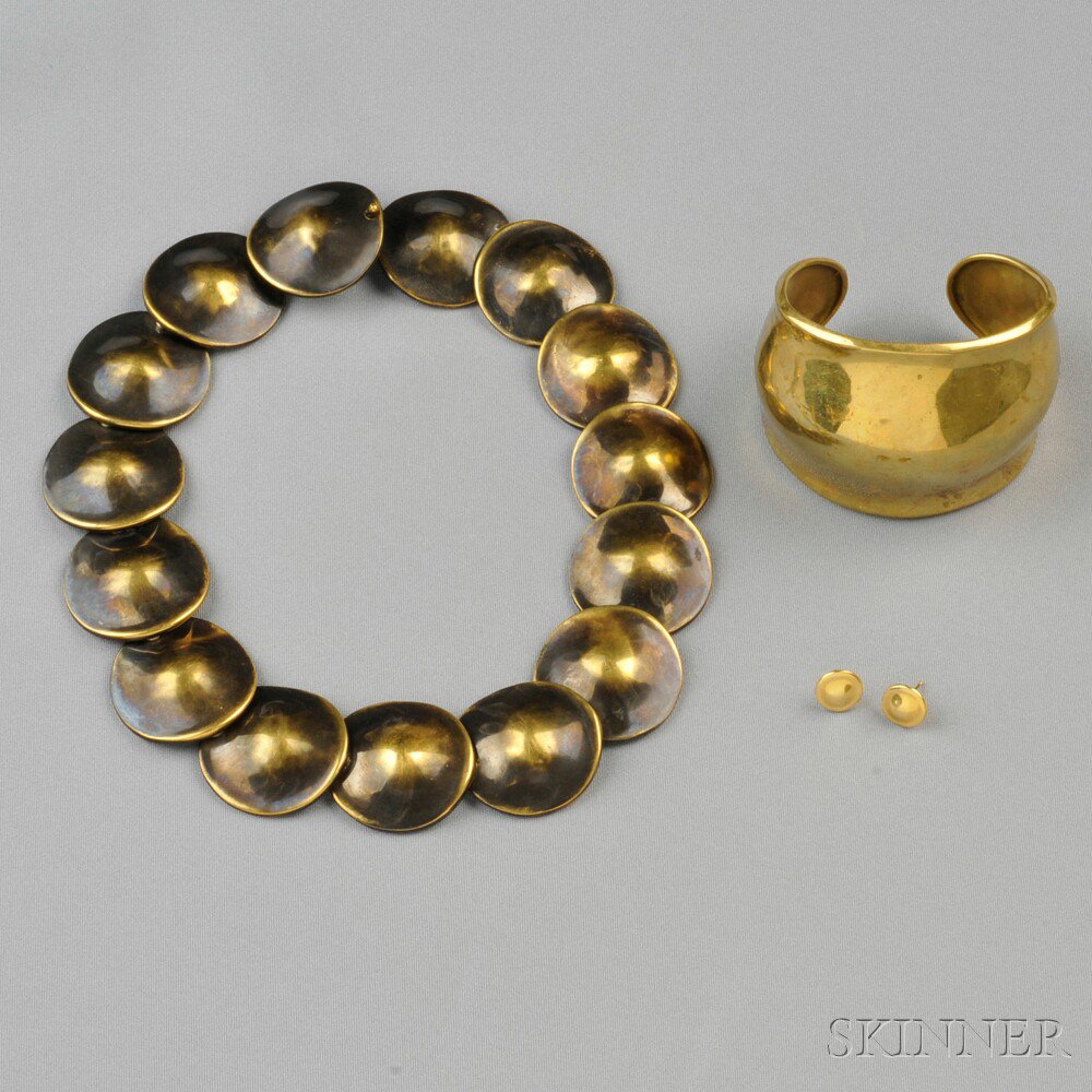 Appraisal: Oxidized Brass Necklace and Brass Bracelet Robert Lee Morris the