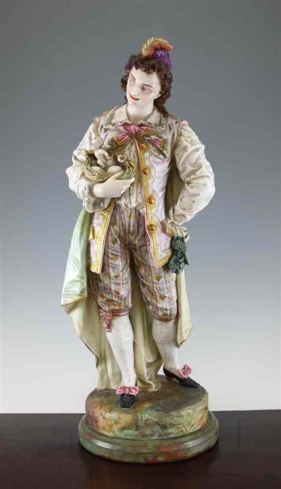 Appraisal: A large French coloured biscuit porcelain figure of a man