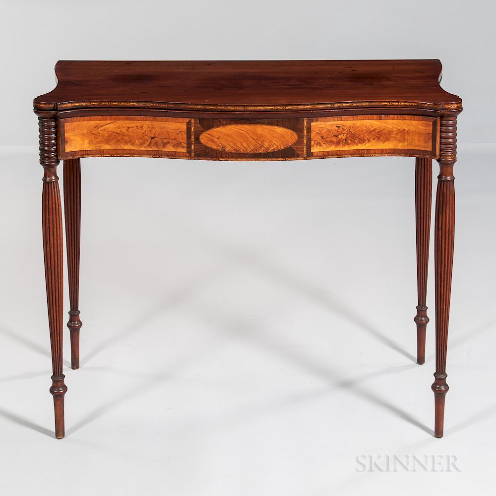 Appraisal: Inlaid Mahogany Card Table Inlaid Mahogany Card Table Boston c