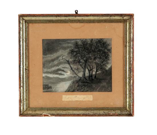 Appraisal: INDIAN BURYING PLACE AMERICAN ND HALF- TH CENTURY Charcoal drawing