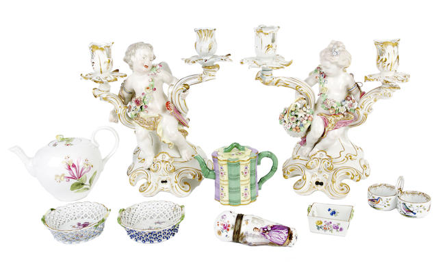 Appraisal: A selection of Meissen porcelain and a pair of French