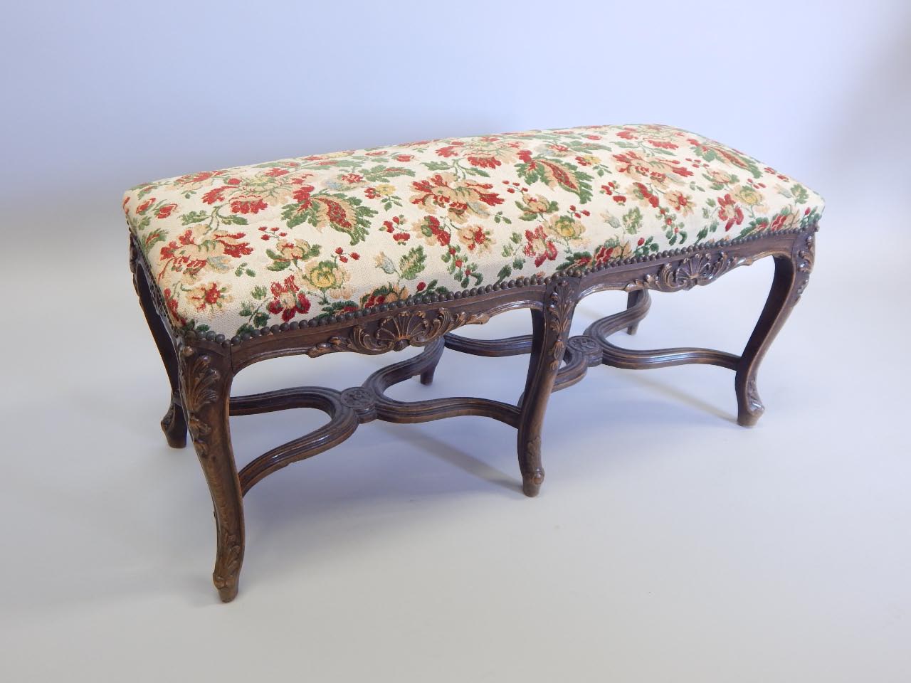 Appraisal: An early thC Continental walnut stool with a padded seat