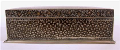 Appraisal: Indian brass inlaid silver p lated casket late th century