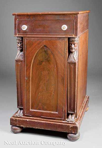 Appraisal: An American Classical Carved Mahogany Pedestal Cabinet c Baltimore frieze