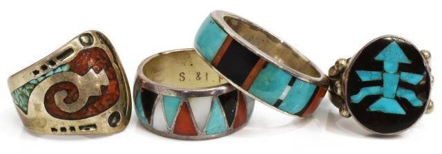 Appraisal: lot of Native American silver content unknown rings comprising stamped