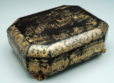 Appraisal: Chinese export lacquer game box paw feet with original gilt