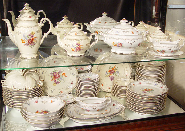 Appraisal: SCHUMANN BAVARIAN FINE FLORAL DECORATED CHINA pieces to include dinner