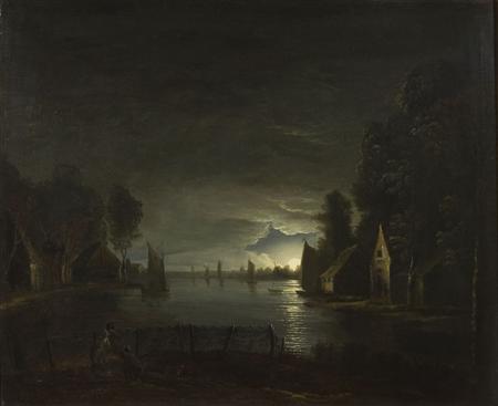 Appraisal: CIRCLE OF SAMUEL DAVID COLKETT - ESTUARY SCENE BY MOONLIGHT