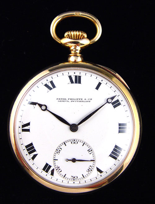 Appraisal: K YELLOW GOLD PATEK PHILIPPE POCKET WATCH Roman numerals on