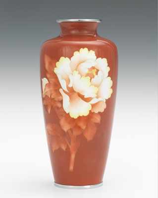 Appraisal: A Peony Flower Cloisonne Vase Iron rose ground with one