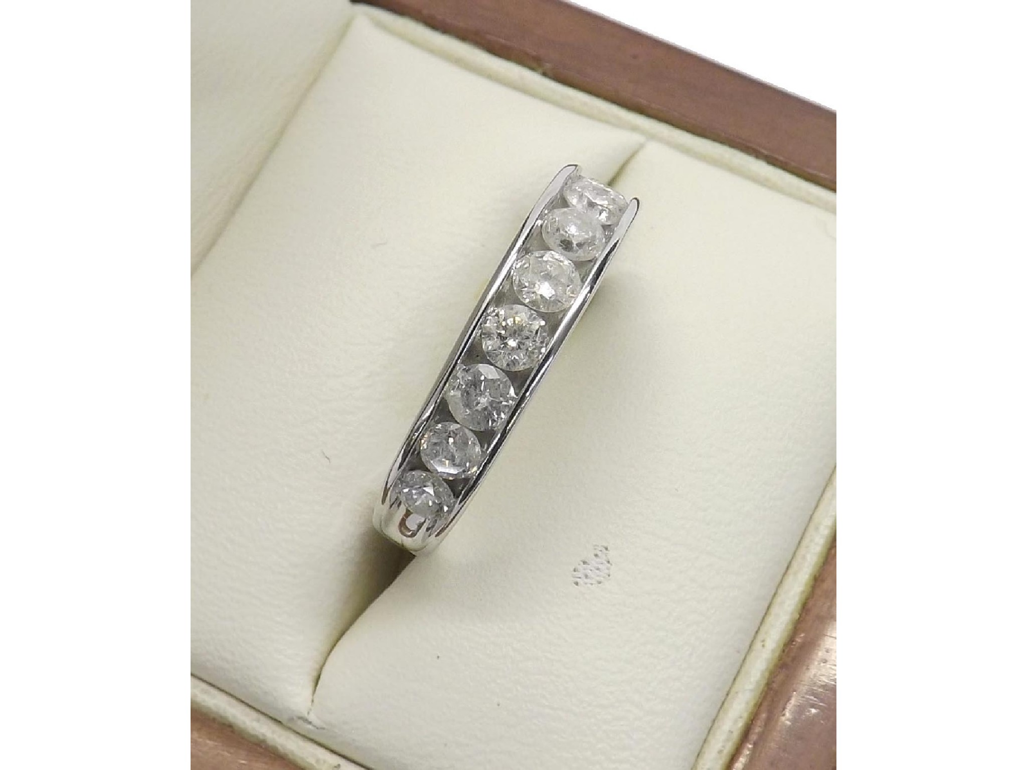 Appraisal: ct white gold diamond half eternity ring set with eleven