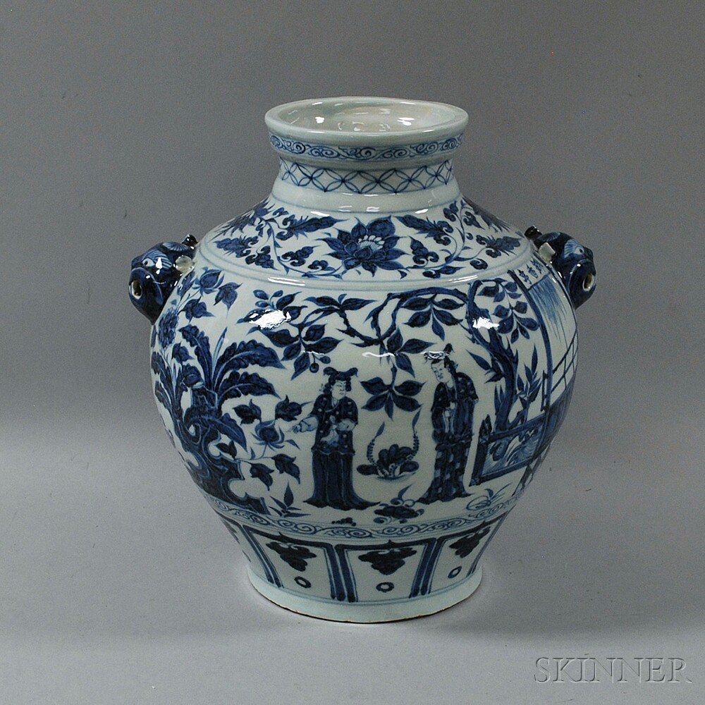 Appraisal: Chinese Large Blue and White Jar th century Meiping form