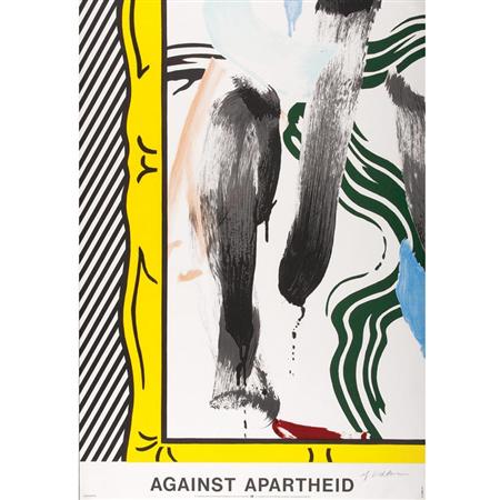 Appraisal: Roy Lichtenstein AGAINST APARTHEID POSTER Color offset lithograph Estimate -