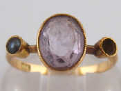 Appraisal: A yellow metal tests carat gold amethyst and grey cultured