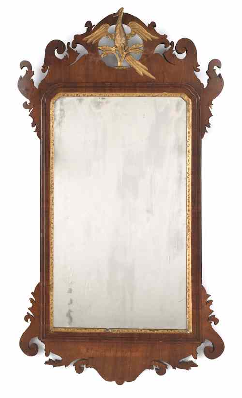 Appraisal: Chippendale mahogany looking glass late th c with a gilt