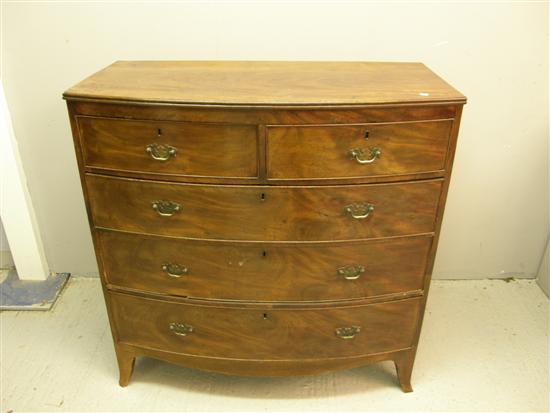 Appraisal: George III Mahogany bow front chest two short and three