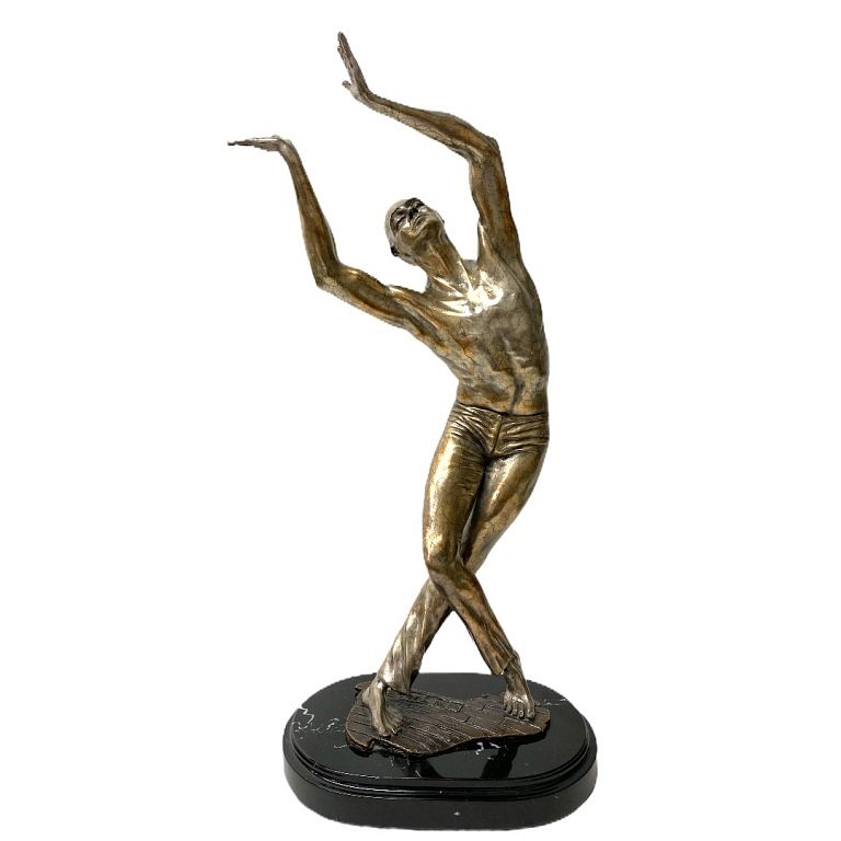 Appraisal: Bronze Dancer Figurine Bronze Dancer Figurine with marble base Measures