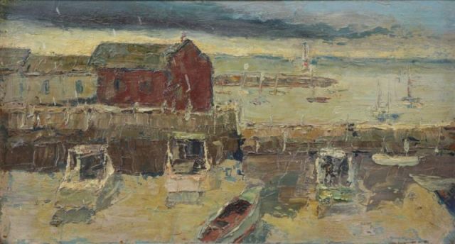 Appraisal: HERING Harry Oil on Board Storm Clouds OverCape Ann Unsigned