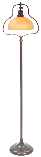 Appraisal: Handel floor lamp brown chipped ice shade supported by a