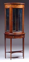 Appraisal: FINE INLAID MAHOGANY REPRODUCTION CURIO CABINET Rounded front cabinet has