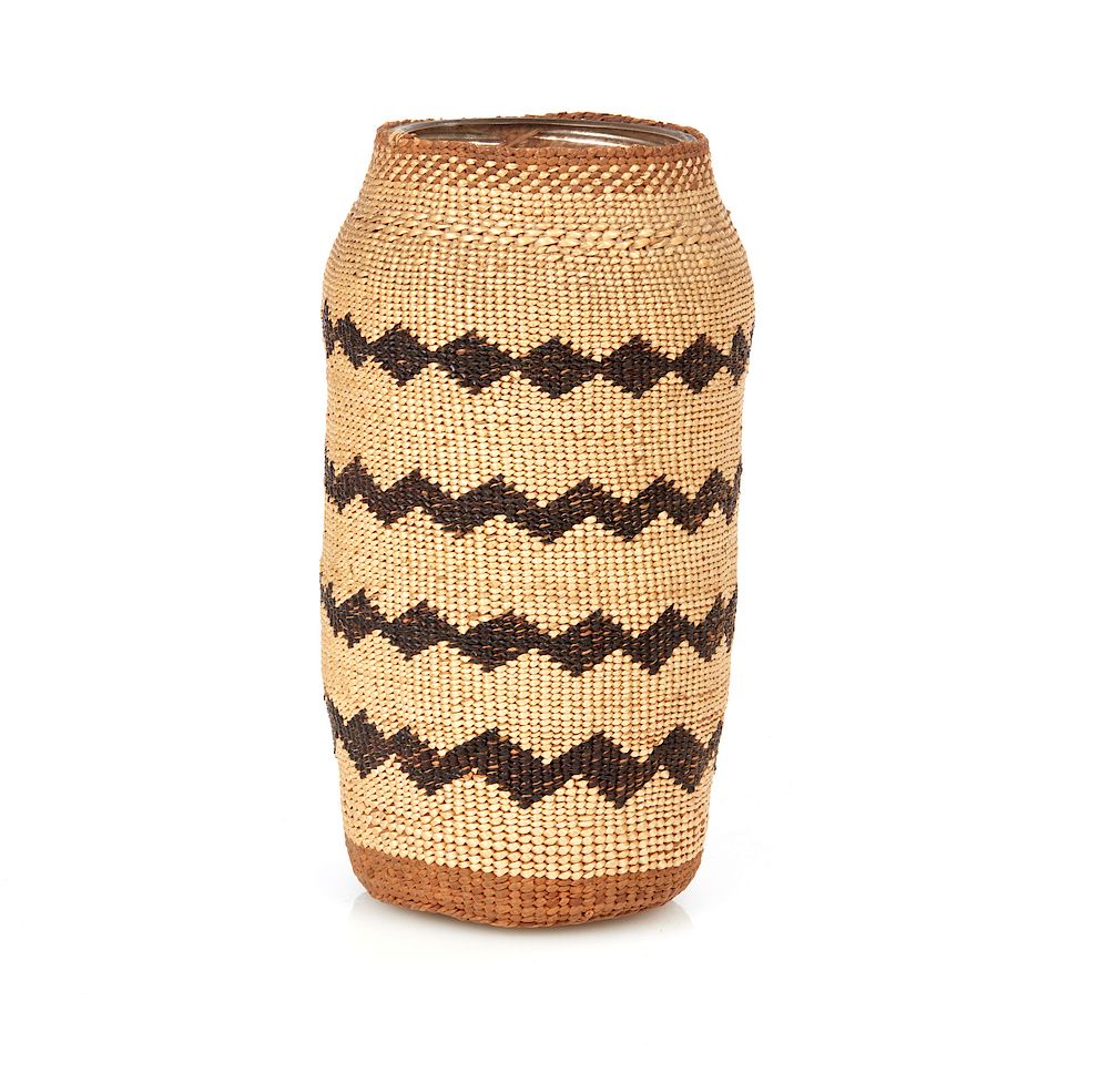 Appraisal: Northern California Basketry Jar Northern California basketry jar without lid