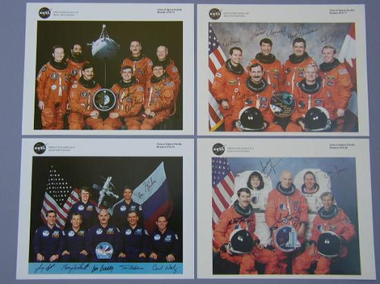 Appraisal: Shuttle Crew Portraits Complete Four completely signed official NASA color